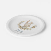 バニーブルーフローラ子供の誕生日パーティー ペーパープレート (アングル)