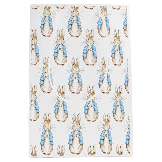 バニーブルーベビーシャワー ミディアムペーパーバッグ (正面)