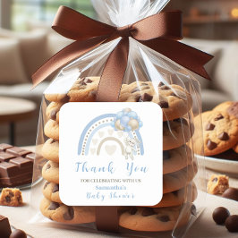 バニーブルーベージュバルーンベビーシャワーありがとう スクエアシール