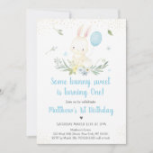 バニーブルーボーイグリーンリー誕生日招待状 招待状 (正面)