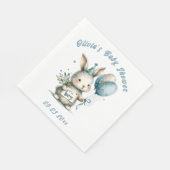 バニーブルー動物の男の子のテーマの赤ちゃんシャワー スタンダードランチョンナプキン (角)