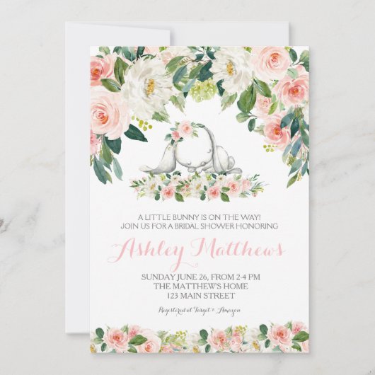 バニーベビーシャワーの招待 招待状 (正面)