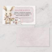 バニーベビーシャワーガールおむつラッフル エンクロージャーカード (正面/裏面)