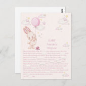 バニーベビーシャワーガールゲーム ポストカード (正面/裏面)