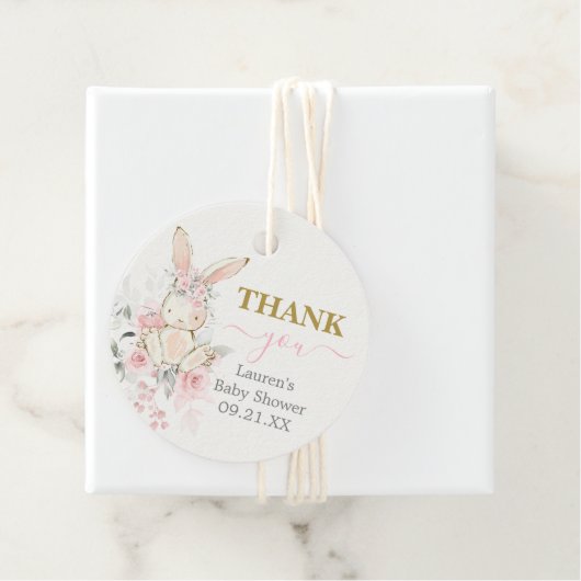 バニーベビーシャワーガールメッセージカード フェイバータグ (インサイチュ)