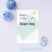 バニーベビーシャワーゲーム – おむつバッグ チラシ (シングル)