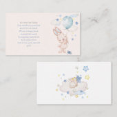 バニーベビーシャワー少年、ベビー用の本 エンクロージャーカード (正面/裏面)