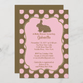 バニーベビーシャワー招待状ベビーガール水玉模様 招待状 (正面/裏面)