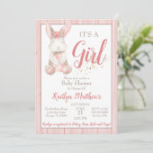 バニーベビーシャワー招待状forガールベビー 招待状 (スタンド正面)