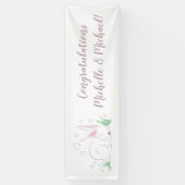 バニーベビーシャワー春ピンクガール 横断幕 (縦)