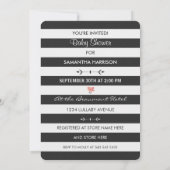 バニーベビーシャワー白黒ストライプフローラリース 招待状 (裏面)