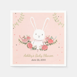 バニーベビーシャワー紙ナプキンウッドランドピンクの女の子 スタンダードカクテルナプキン