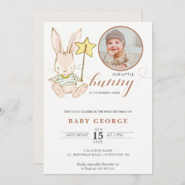 バニーベビーバースデーフォト招待状 招待状