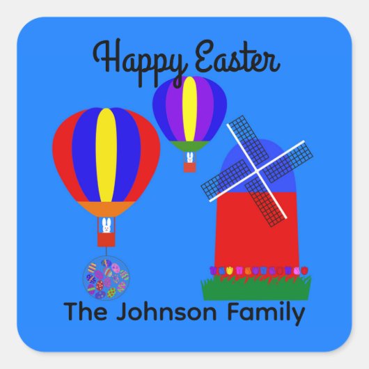 バニーホットエアバルーン#1シール スクエアシール (正面)