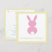バニーホップ誕生日またはベビーシャワー招待状 招待状 (正面/裏面)