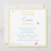 バニーホップ誕生日またはベビーシャワー招待状 招待状 (裏面)