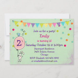 バニーホールディングザバルーンバースデーパーティー招待状 招待状