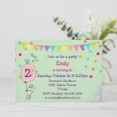 バニーホールディングザバルーンバースデーパーティー招待状 招待状 (スタンド正面)