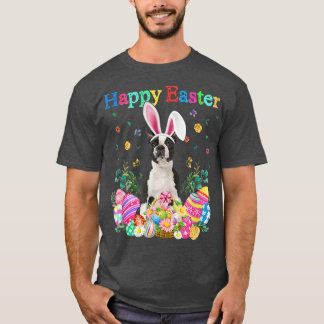 バニーボストンテリアードッグハッピーイースターエッグ Tシャツ