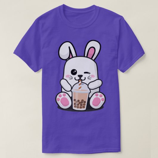 バニーボバ茶おもしろいウサギ飲みバブルティーNo Tシャツ (デザイン正面)