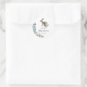 バニーボホダスティブルーベージュフラワーベビーシャワー ラウンドシール (バッグ)