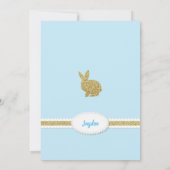 バニーボーイ1st誕生日の招待状ブルーと金ゴールド 招待状 (裏面)