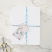 バニーメッセージカードガールピンクバルーン ギフトタグ (より糸付き)