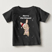 バニーメリークリスマスウィンターアニマルウサギベビー ベビーTシャツ (正面)