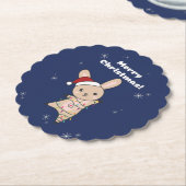 バニーメリークリスマスウィンターアニマルウサギ紙 ペーパーコースター (アングル)