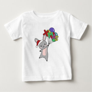 バニーメリークリスマスウィンターアニマルウサギ ベビーTシャツ