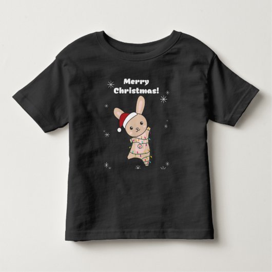 バニーメリークリスマス冬の動物うさぎたち トドラーTシャツ (正面)