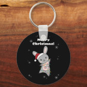 バニーメリークリスマス冬の動物うさぎ キーホルダー (正面)