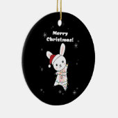 バニーメリークリスマス冬の動物うさぎ セラミックオーナメント (右)