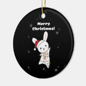 バニーメリークリスマス冬の動物うさぎ セラミックオーナメント (左)