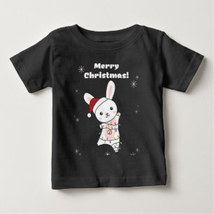 バニーメリークリスマス冬の動物うさぎ ベビーTシャツ