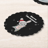 バニーメリークリスマス冬の動物うさぎ ペーパーコースター (アングル)