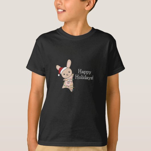 バニーメリークリスマス冬の動物うさぎ Tシャツ (正面)
