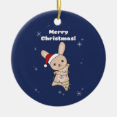 バニーメリークリスマス冬の動物ウサギのセラム セラミックオーナメント (正面)