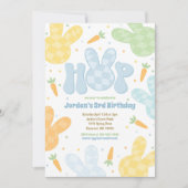 バニーモダンバースデーパーティー春バースデーパーティー 招待状 (正面)