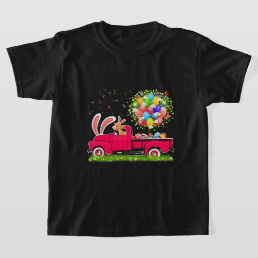 バニーヤギ乗馬ピックアップトラックイースターエッグツリーFl Tシャツ (レイダウン)