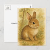 バニーヤングヘアベビーラビットワイルドアニマルポストカード ポストカード (正面/裏面)