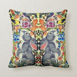 バニーユニークラビットバードフローラジャコビーンエキゾチック クッション