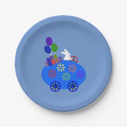 バニーライディングエッグカー#3紙プレート ペーパープレート (正面)