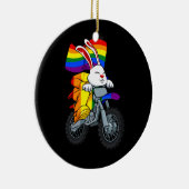 バニーライディングバイクLGBT Qレインボーフラグゲイ セラミックオーナメント (右)