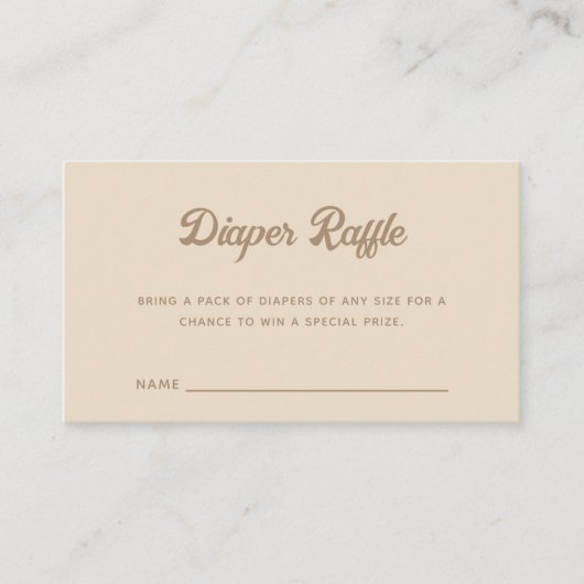 バニーライトベージュジェンダーおむつラッフルを明らかにする エンクロージャーカード (正面)