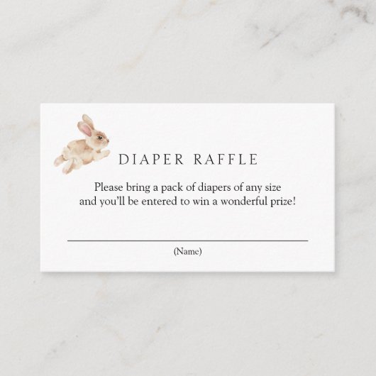 バニーラビットおむつラッフルベビーシャワー エンクロージャーカード (正面)