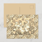 バニーラビットとカラフルハート雨バレンタイン シーズンポストカード (正面/裏面)