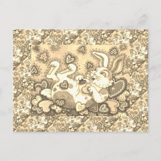 バニーラビットとカラフルハート雨バレンタイン シーズンポストカード (正面)