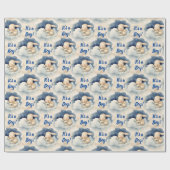 バニーラビットの男の子の赤ちゃんシャワー ラッピングペーパー (フラット)