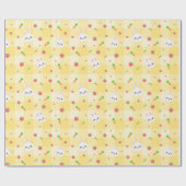 バニーラビットイエロープレイドニンジン |イースターの休日 ラッピングペーパー (フラット)